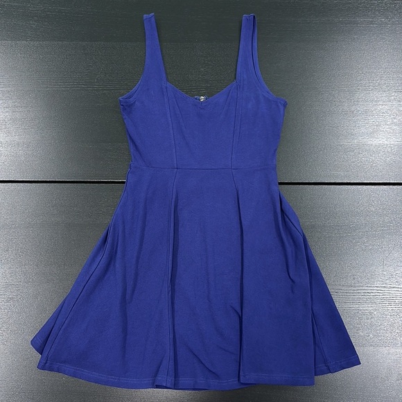 Express Cobalt Blue Purple Sweetheart Neckline Stretch Cotton Mini Dress - S - Picture 2 of 8